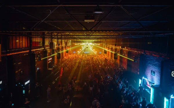 Audioserv professional event lighting illuminating the crowd at Testbed Leeds Halloween 2024
