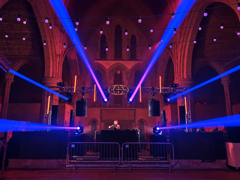 Event lighting showing performer well lit