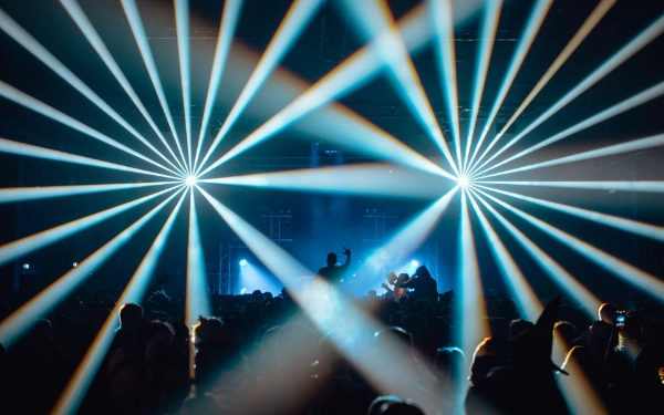 Moving head beam lighting supplied by Audioserv for Testbed Leeds
